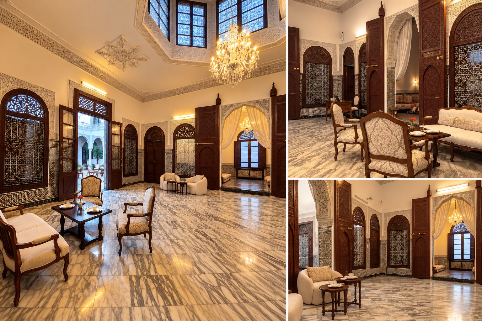 Détail du salon marocain et du restaurant